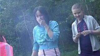 Russian students staged an orgy in the woods - porn video