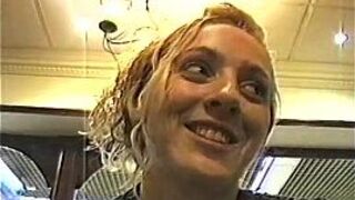 Amateur persuaded to flash on the train - porn video