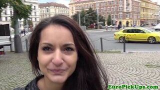 Picked up babe on her knees swallows cum - porn video