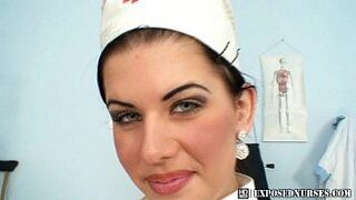 Nurse uniform wearing Sandra pussy masturbation at gyno - porn video