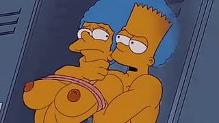 Marge got fucked hard and creampied by her son Bart at the gym - porn video