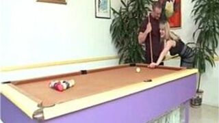 Blonde with DD tits Tristyn Kennedy performs some pool table - porn video