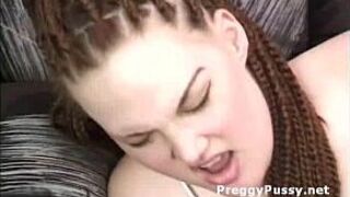 Pale pregnant white hoe with braids and heels banged by big black cock - porn video