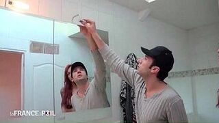 Redhead in lingerie for a french technician - porn video