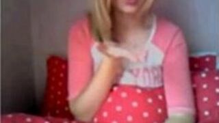 Hot petite blonde teen with small tits masturbates - porn video