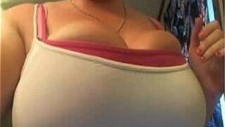 BBW cam girl plays with her huge tits - porn video